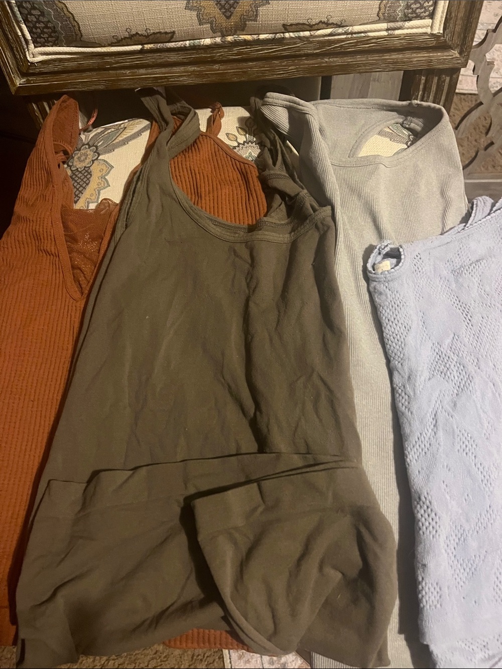 4 free people Knit Tank Tops different styles-Rust, Olive, Light Gray, Pale Blue